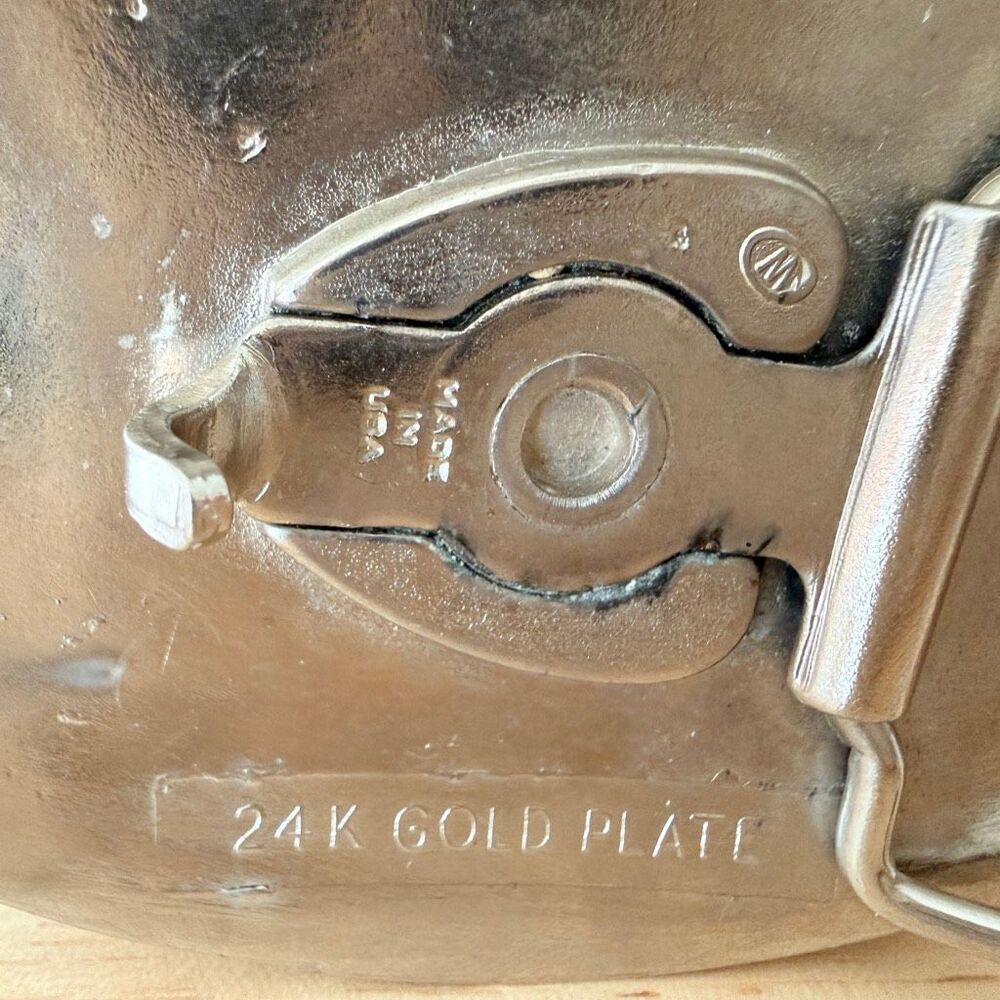 Vintage 24K Gold Plated Rodeo Western Belt Buckle Floral Design - Picture 6 of 7